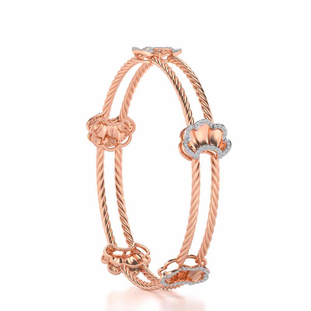 Shells Silver Bangles - Rose Gold - Image 3