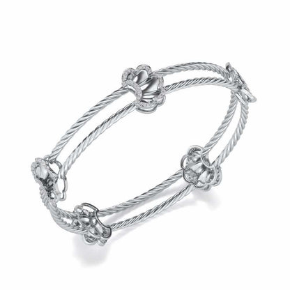Shells Silver Bangles - White Gold - Image 1