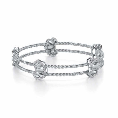 Shells Silver Bangles - White Gold - Image 2