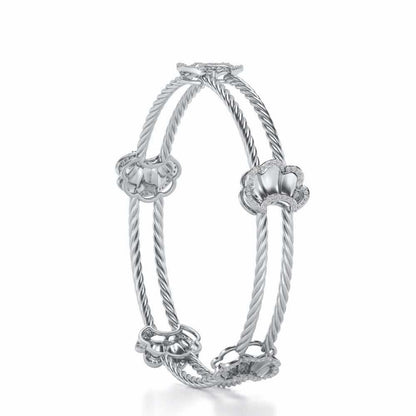 Shells Silver Bangles - White Gold - Image 3