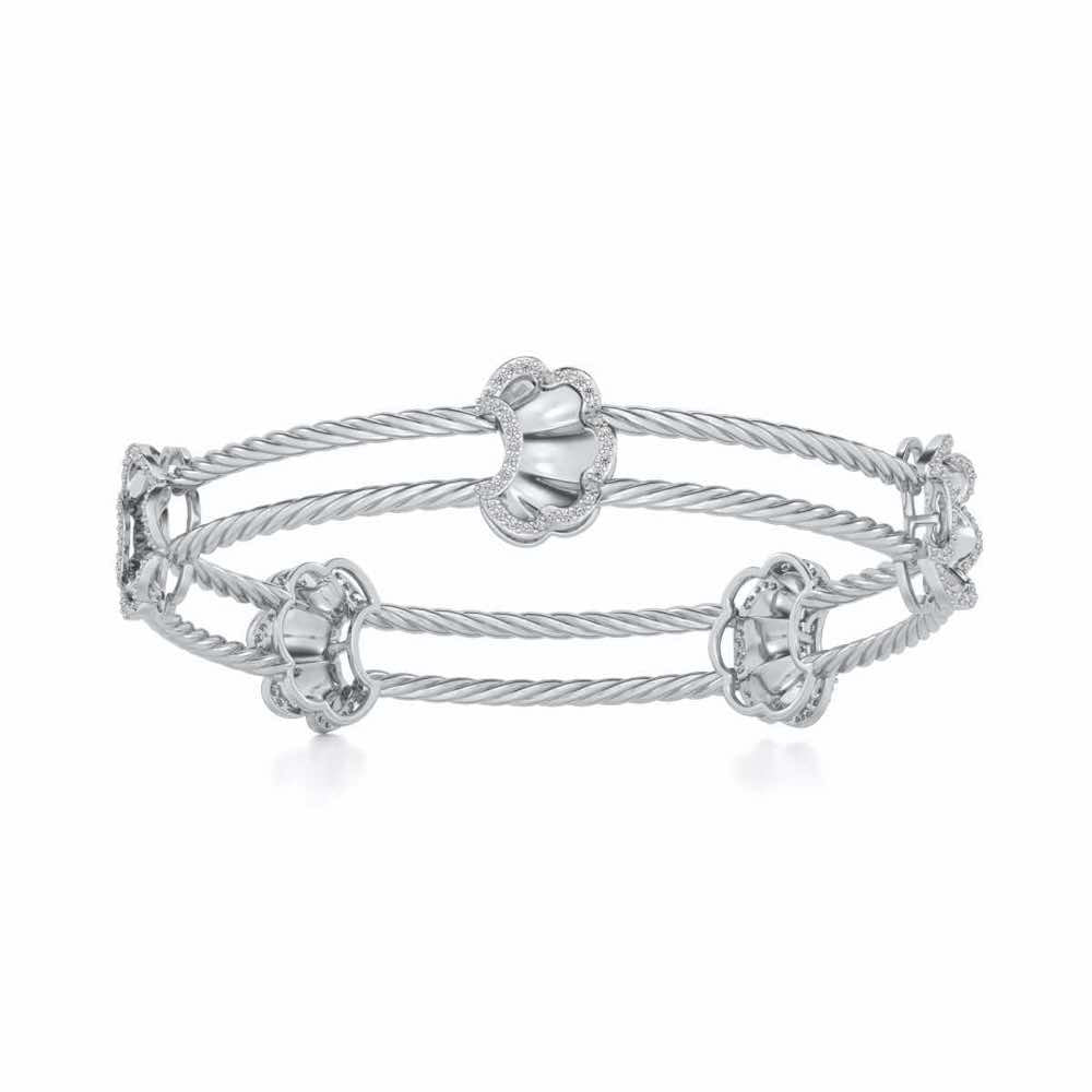 Shells Silver Bangles - White Gold - Image 4