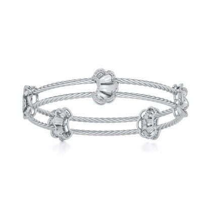 Shells Silver Bangles - White Gold - Image 4