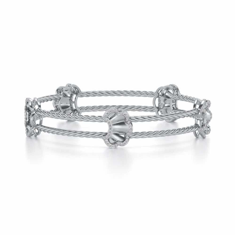 Shells Silver Bangles - White Gold - Image 5