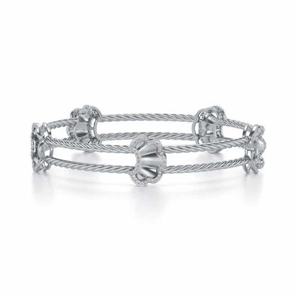 Shells Silver Bangles - White Gold - Image 5