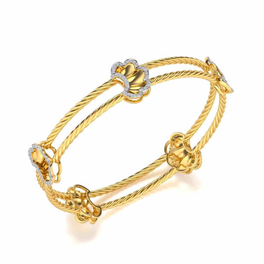 Shells Silver Bangles - Yellow Gold - Image 1