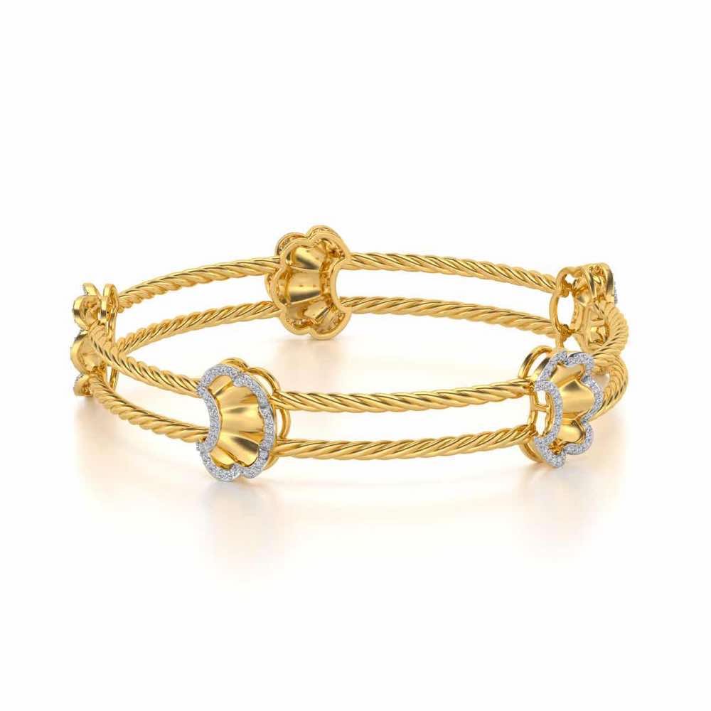 Shells Silver Bangles - Yellow Gold - Image 2