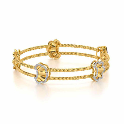 Shells Silver Bangles - Yellow Gold - Image 2