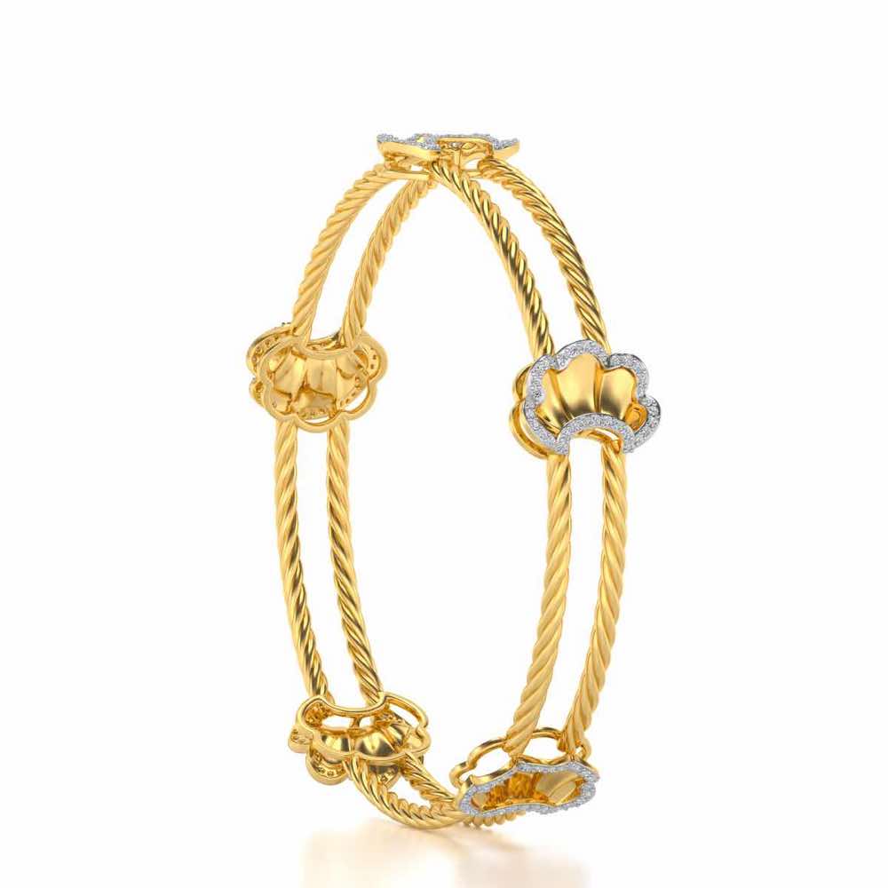 Shells Silver Bangles - Yellow Gold - Image 3