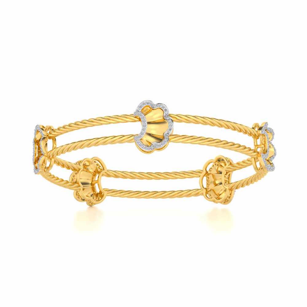 Shells Silver Bangles - Yellow Gold - Image 4