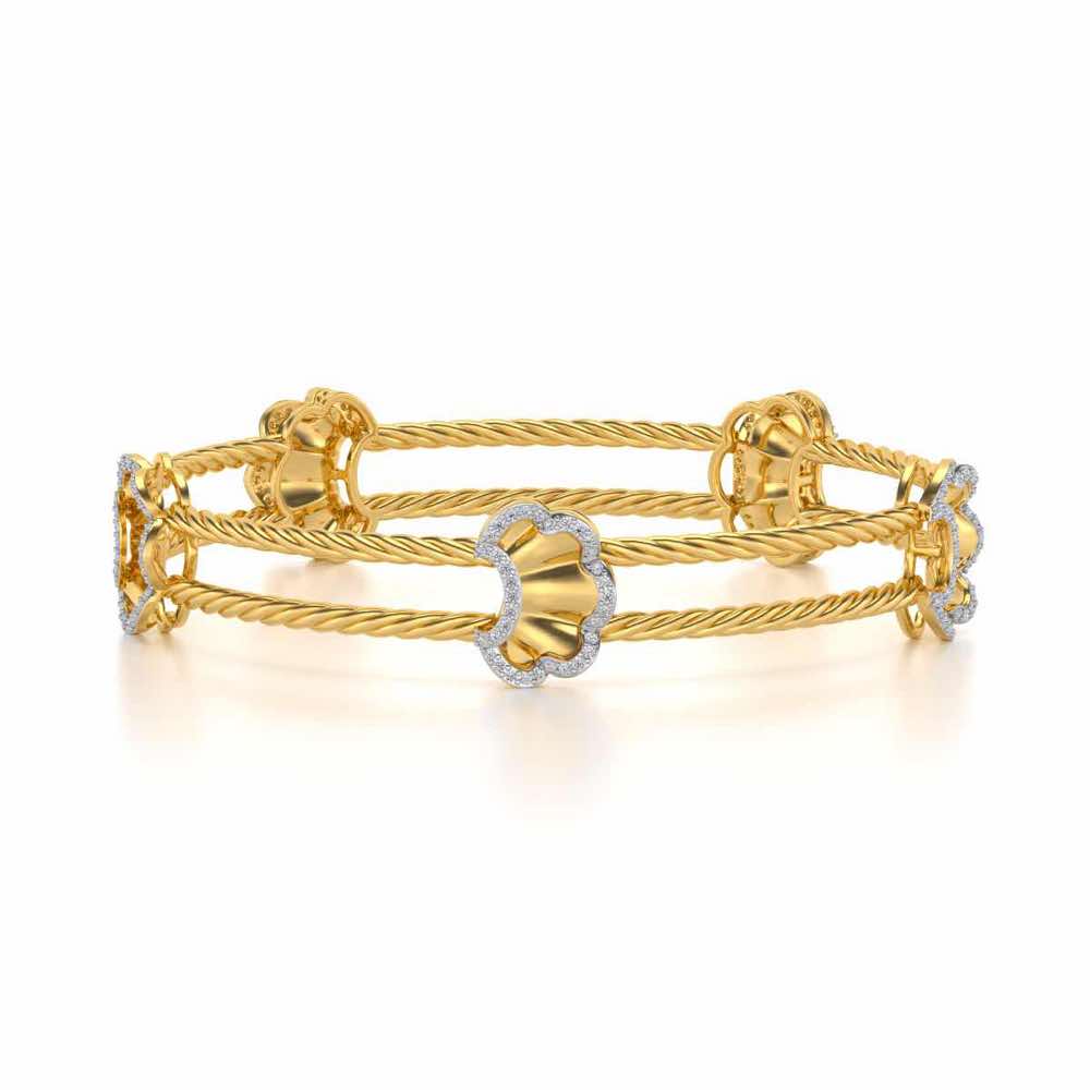 Shells Silver Bangles - Yellow Gold - Image 5