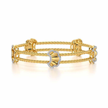 Shells Silver Bangles - Yellow Gold - Image 5