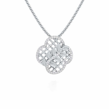 Shimmer Bloom Silver Pendant - White Gold - Image 1