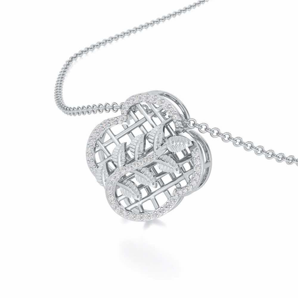Shimmer Bloom Silver Pendant - White Gold - Image 2