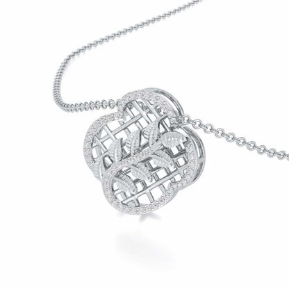 Shimmer Bloom Silver Pendant - White Gold - Image 2