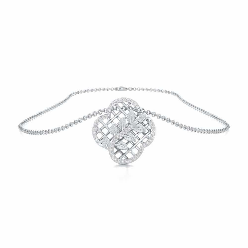 Shimmer Bloom Silver Pendant - White Gold - Image 3