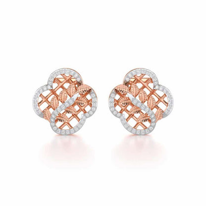 Shimmer Bloom Silver Stud Earrings - Rose Gold - Image 1