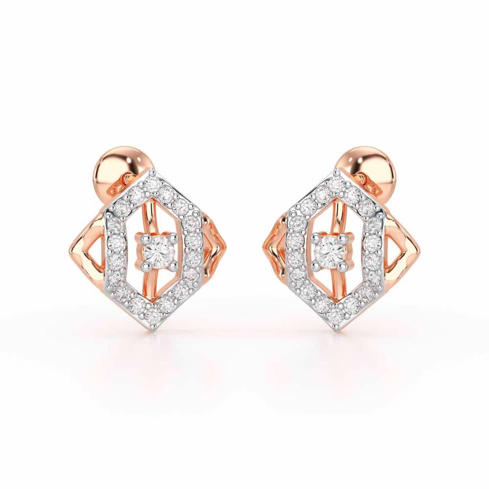Shimmer Combo Silver Earrings - Rose Gold - Image 1