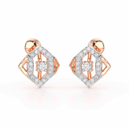 Shimmer Combo Silver Earrings - Rose Gold - Image 1