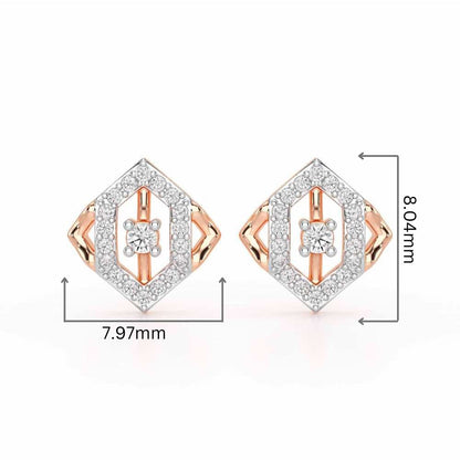 Shimmer Combo Silver Earrings - Rose Gold - Image 2