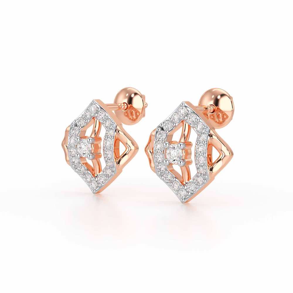 Shimmer Combo Silver Earrings - Rose Gold - Image 3