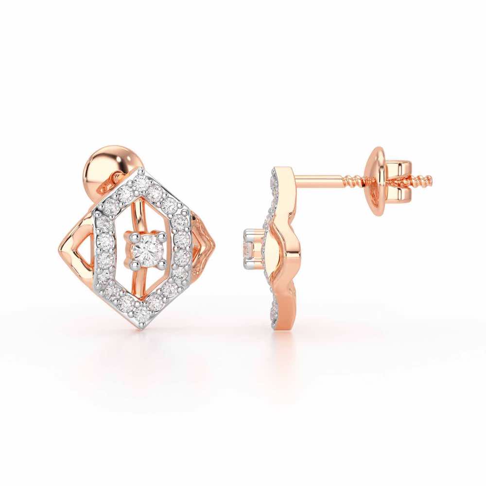 Shimmer Combo Silver Earrings - Rose Gold - Image 4