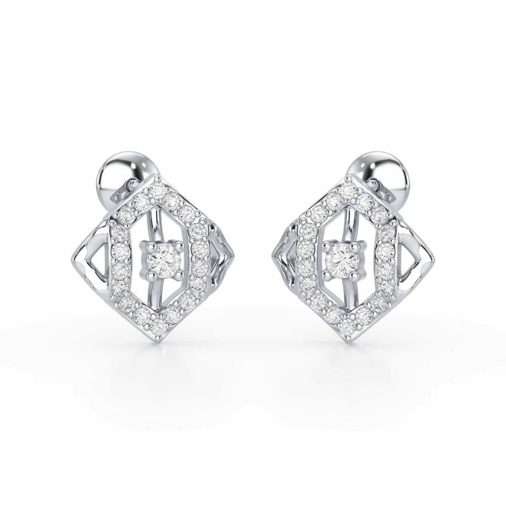 Shimmer Combo Silver Earrings - White Gold - Image 1