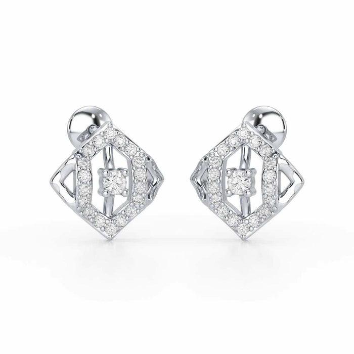 Shimmer Combo Silver Earrings - White Gold - Image 1