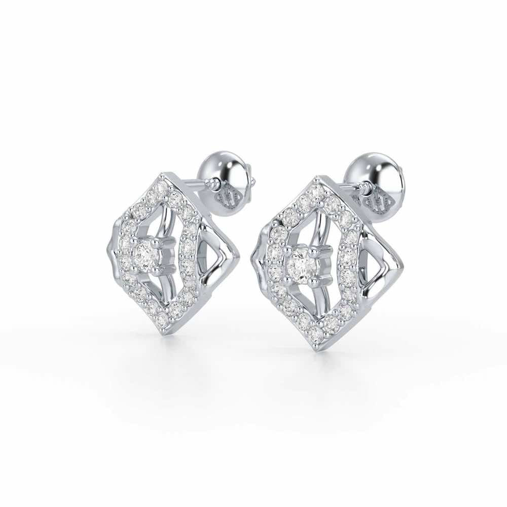 Shimmer Combo Silver Earrings - White Gold - Image 3