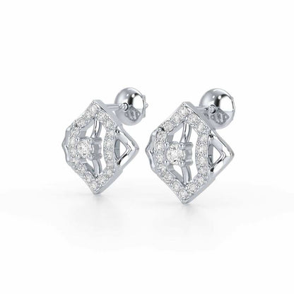 Shimmer Combo Silver Earrings - White Gold - Image 3