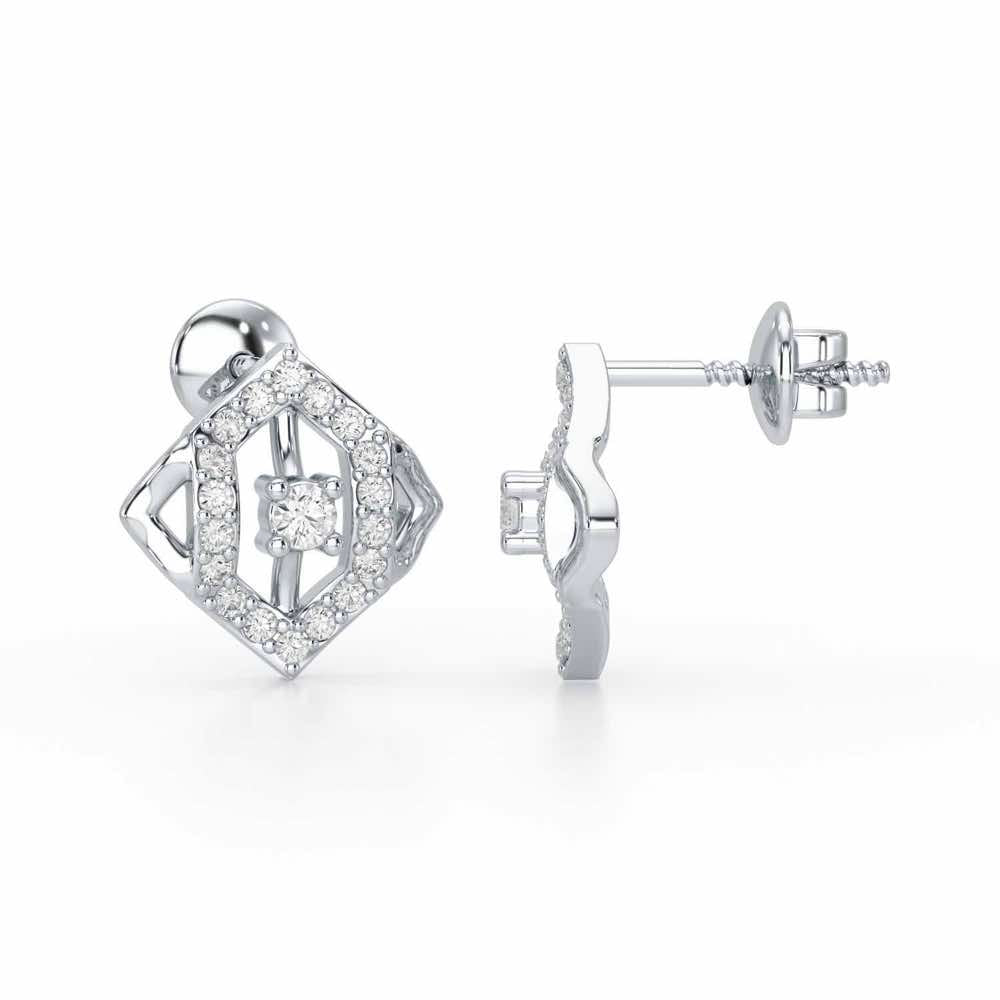 Shimmer Combo Silver Earrings - White Gold - Image 4