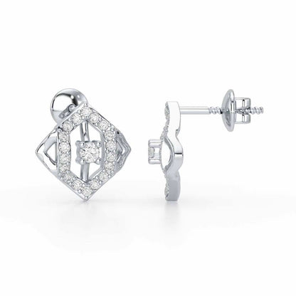 Shimmer Combo Silver Earrings - White Gold - Image 4