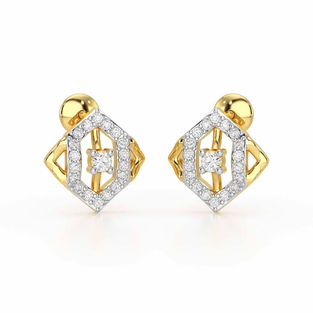 Shimmer Combo Silver Earrings - Yellow Gold - Image 1