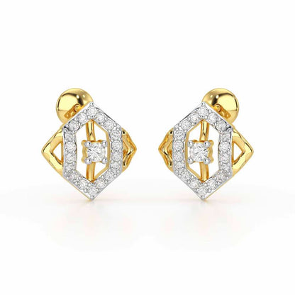 Shimmer Combo Silver Earrings - Yellow Gold - Image 1