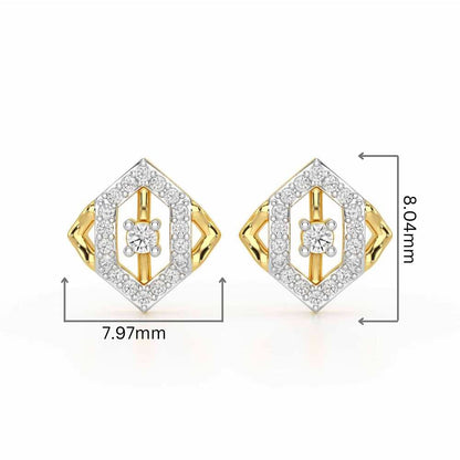 Shimmer Combo Silver Earrings - Yellow Gold - Image 2