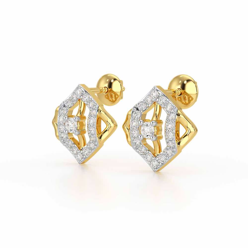 Shimmer Combo Silver Earrings - Yellow Gold - Image 3