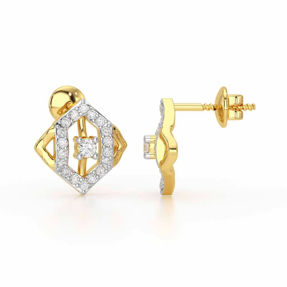 Shimmer Combo Silver Earrings - Yellow Gold - Image 4