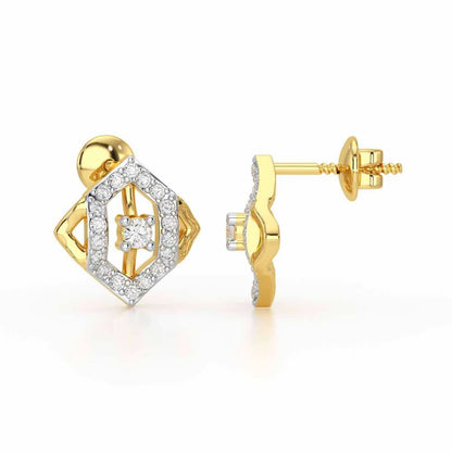 Shimmer Combo Silver Earrings - Yellow Gold - Image 4