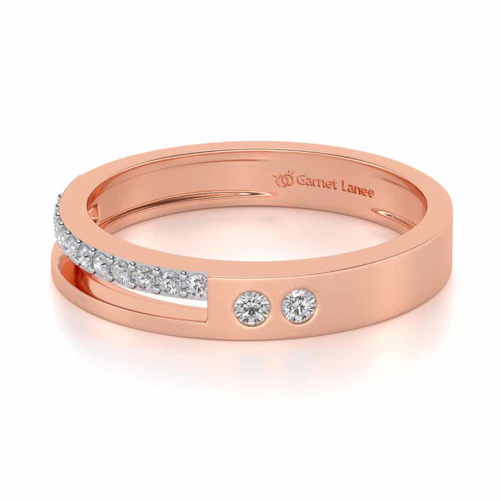 Shimmer Silver Band Ring - Rose Gold - Image 2