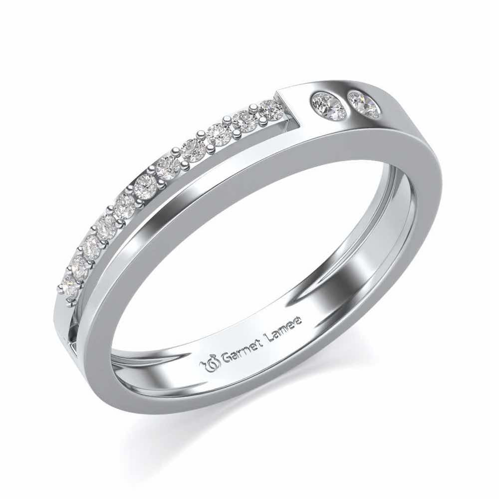 Shimmer Silver Band Ring - White Gold - Image 1
