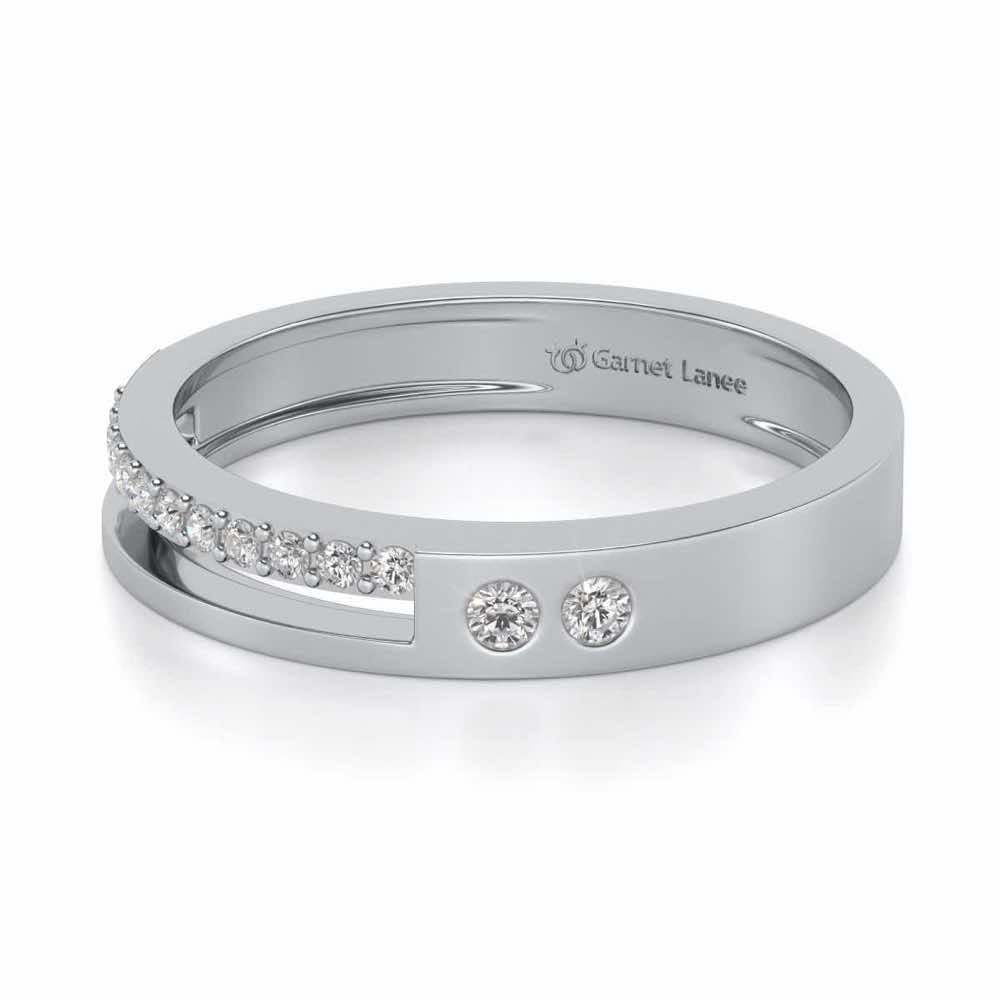 Shimmer Silver Band Ring - White Gold - Image 2