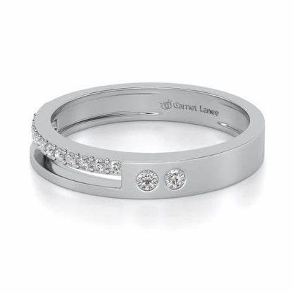 Shimmer Silver Band Ring - White Gold - Image 2