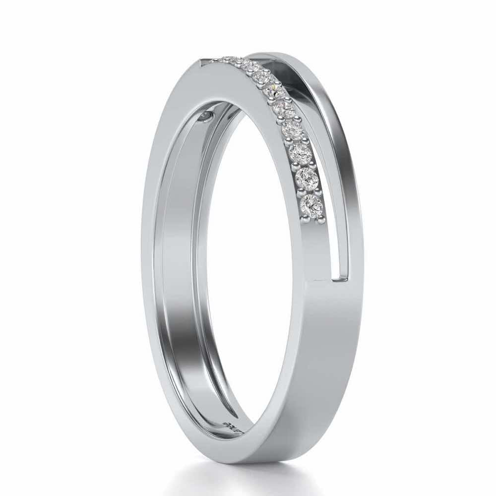 Shimmer Silver Band Ring - White Gold - Image 3
