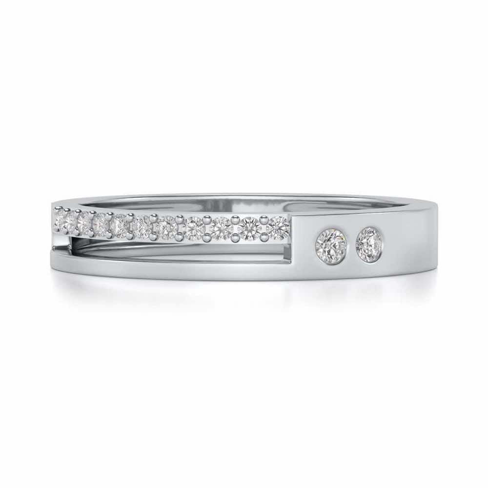 Shimmer Silver Band Ring - White Gold - Image 4