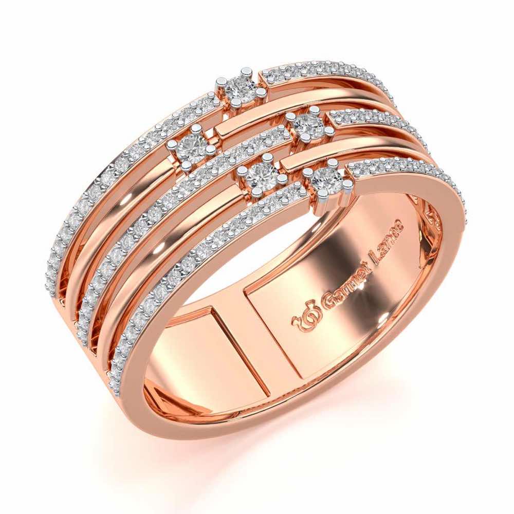 Shimmer Stack Silver Band Ring - Rose Gold - Image 1