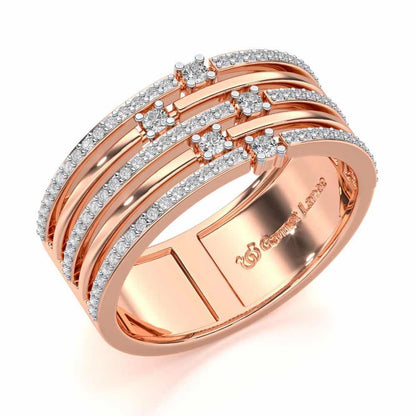 Shimmer Stack Silver Band Ring - Rose Gold - Image 1