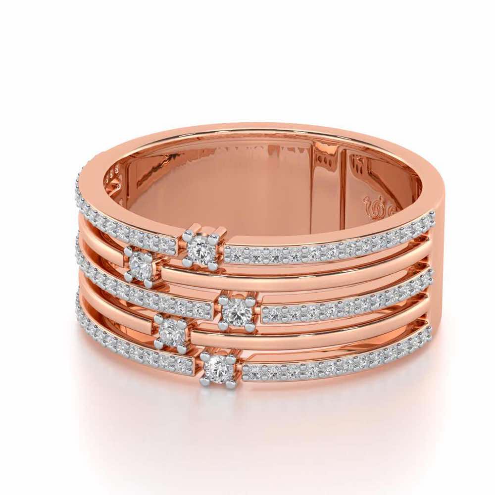 Shimmer Stack Silver Band Ring - Rose Gold - Image 2