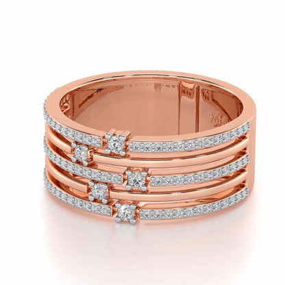 Shimmer Stack Silver Band Ring - Rose Gold - Image 2