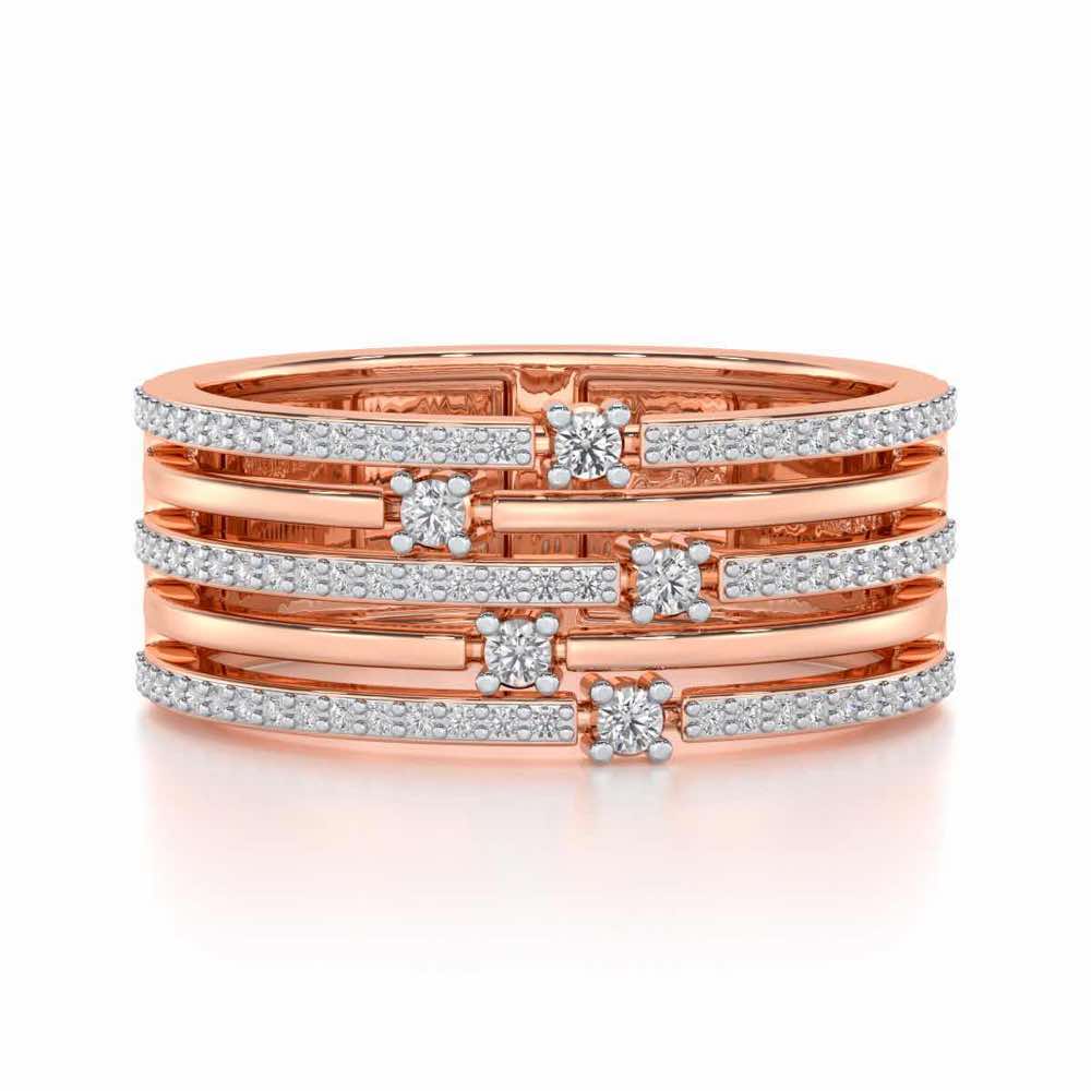 Shimmer Stack Silver Band Ring - Rose Gold - Image 4