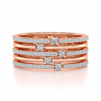 Shimmer Stack Silver Band Ring - Rose Gold - Image 4