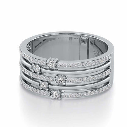 Shimmer Stack Silver Band Ring - White Gold - Image 2